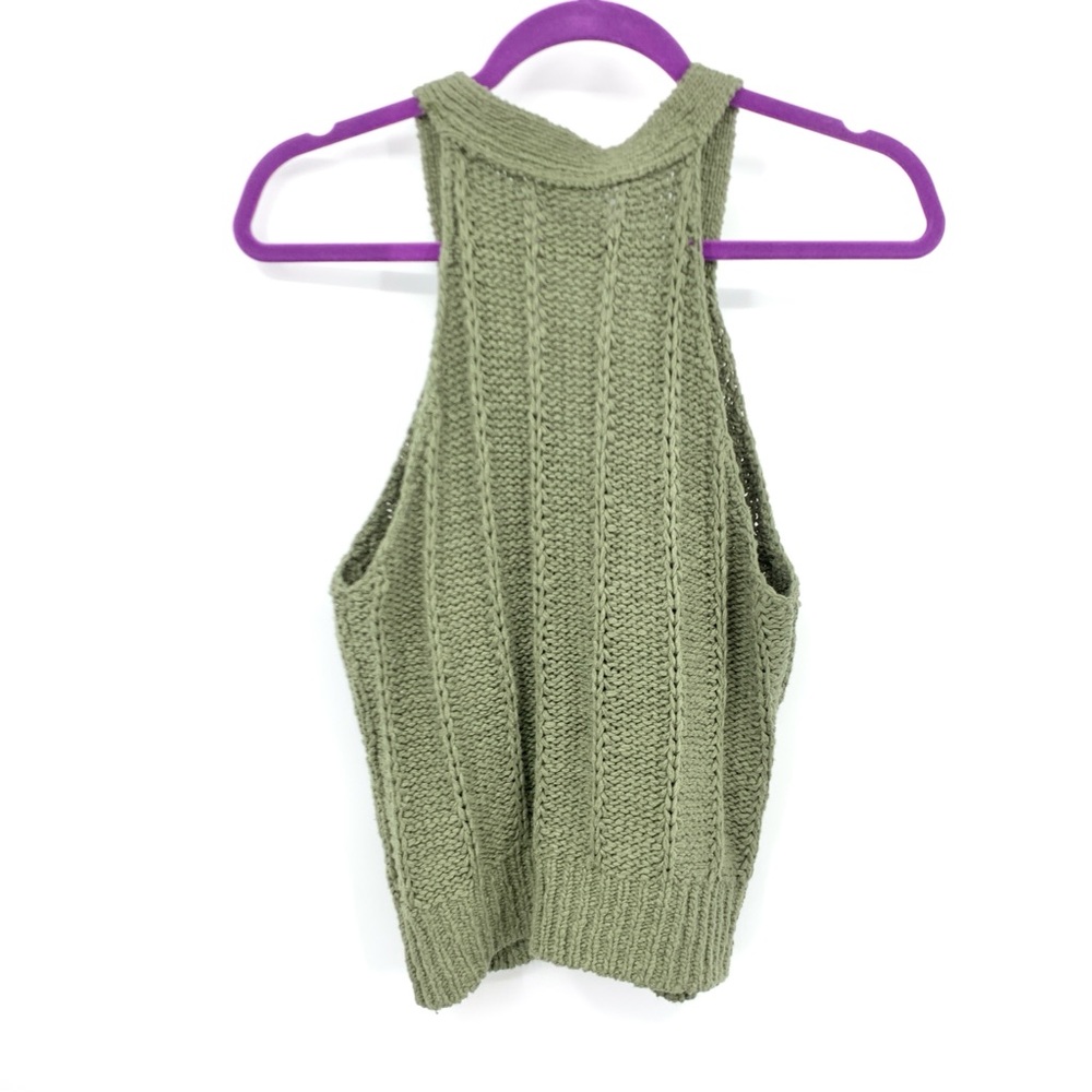 Anthropologie Green Knit Button-Down Top - Picture 6 of 11